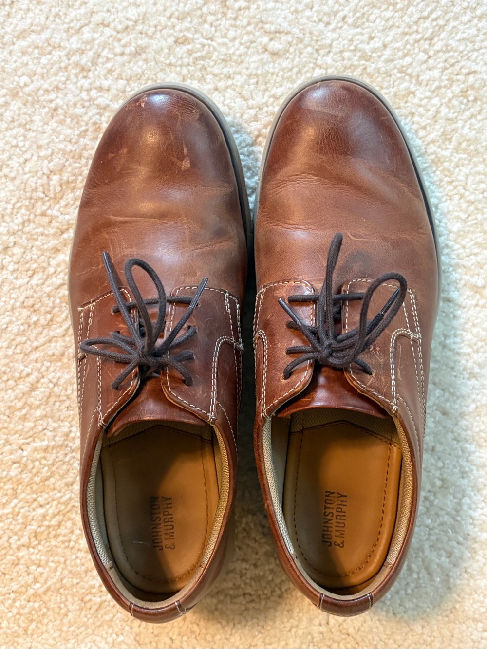 Johnston & Murphy Brown Leather Derby Lace-Up Shoes